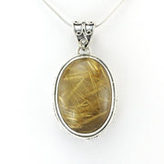 Alt View Silver Rutilated Quartz 18x26mm Oval Bali Pendant
