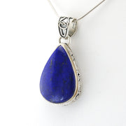 Silver Lapis 17x24mm Tear Bali Pendant
