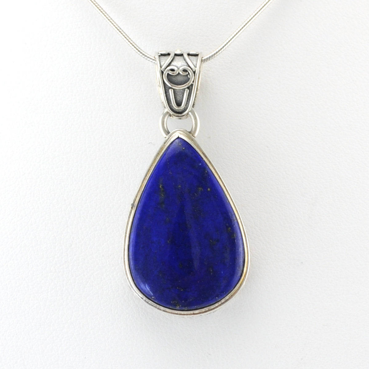 Alt View Silver Lapis 17x24mm Tear Bali Pendant