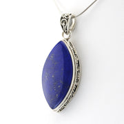 Silver Lapis 18x34mm Marquise Bali Pendant