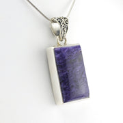Side View Silver Chariote 16x26mm Rectangle Pendant