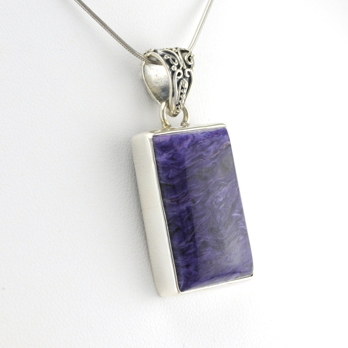 Side View Silver Chariote 16x26mm Rectangle Pendant