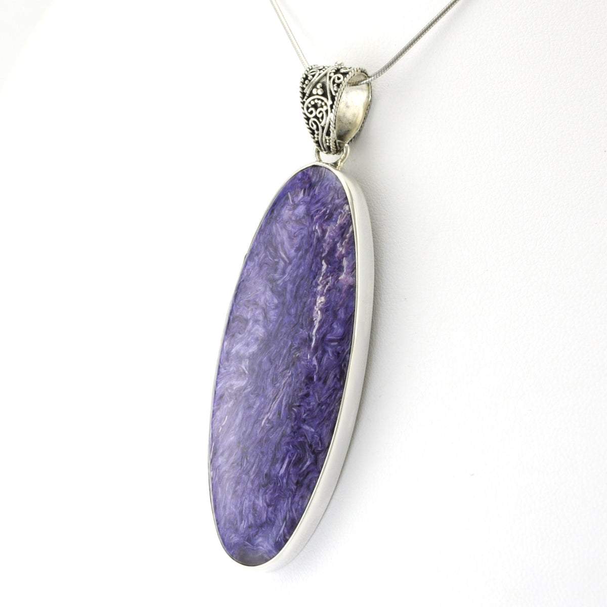 Silver Chariote 22x58mm Oval Pendant