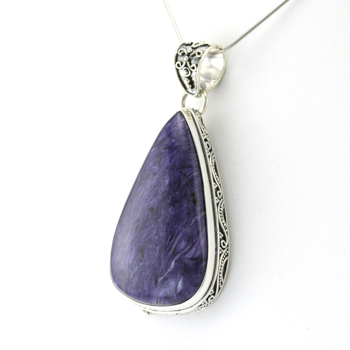 Silver Chariote 24x32mm Tear Bali Pendant
