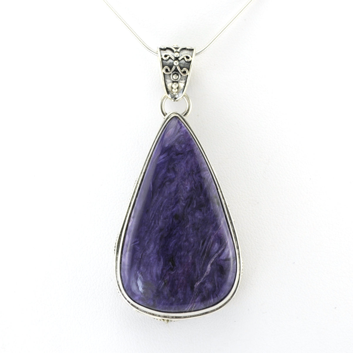 Alt View Silver Chariote 24x32mm Tear Bali Pendant