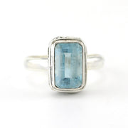 Alt View Silver Aquamarine Rectangle Bali Ring 