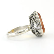 Side View Silver Citrine 12x20mm Tear Bali Ring