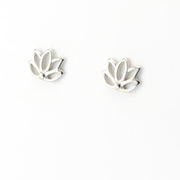 Silver Lotus Post Earrings