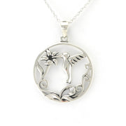 Silver Circle Hummingbird Necklace