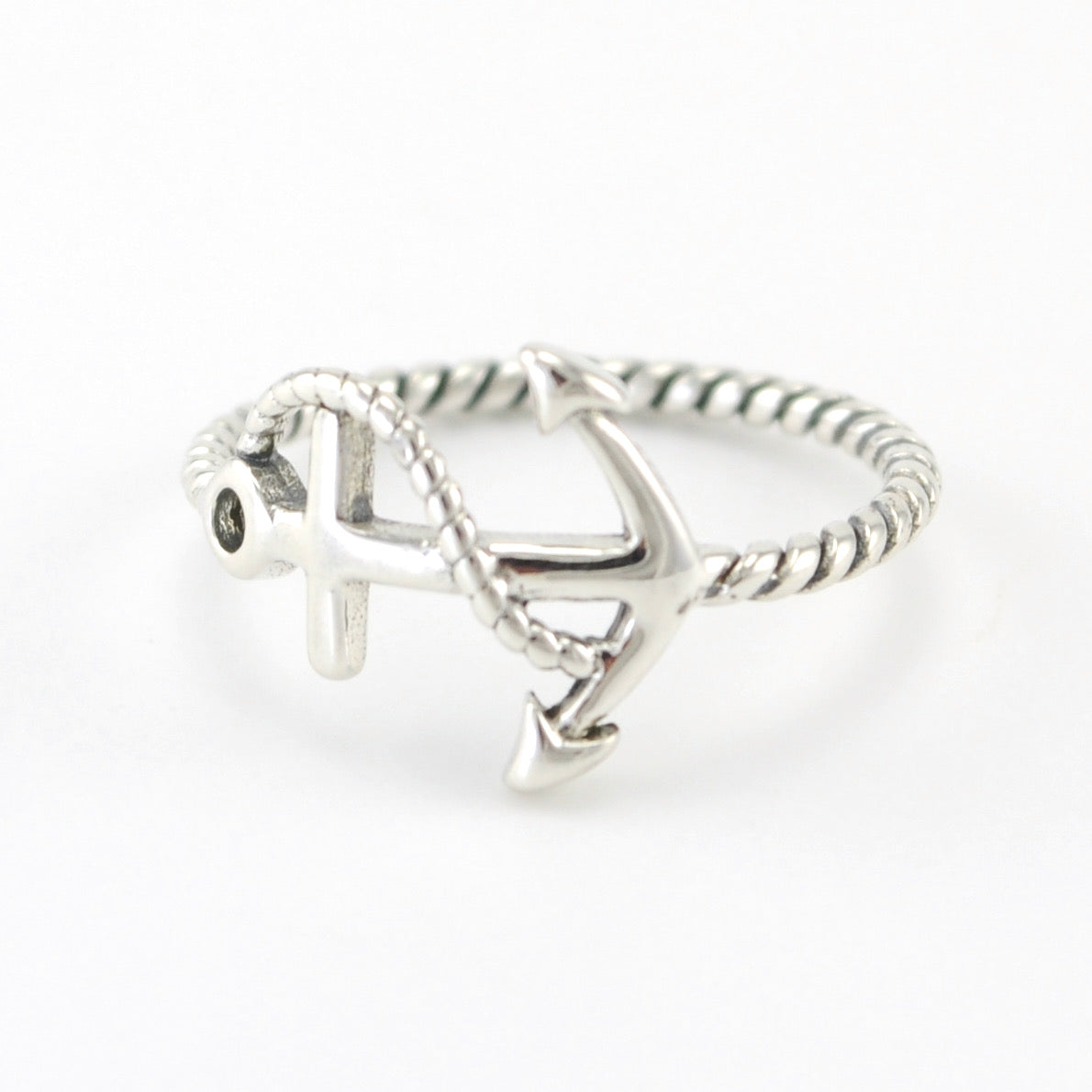 Silver Sideways Anchor Ring