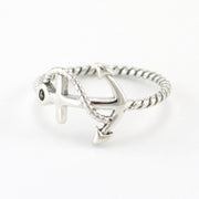 Silver Sideways Anchor Ring