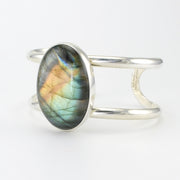 Silver Labradorite Oval Cuff Bracelet