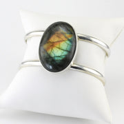 Alt View Silver Labradorite Oval Cuff Bracelet
