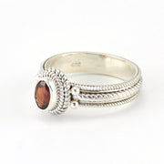 Alt View Silver Garnet 4x6mm Oval Rope Band