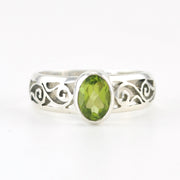 Silver Peridot 5x7mm Scroll Side Band