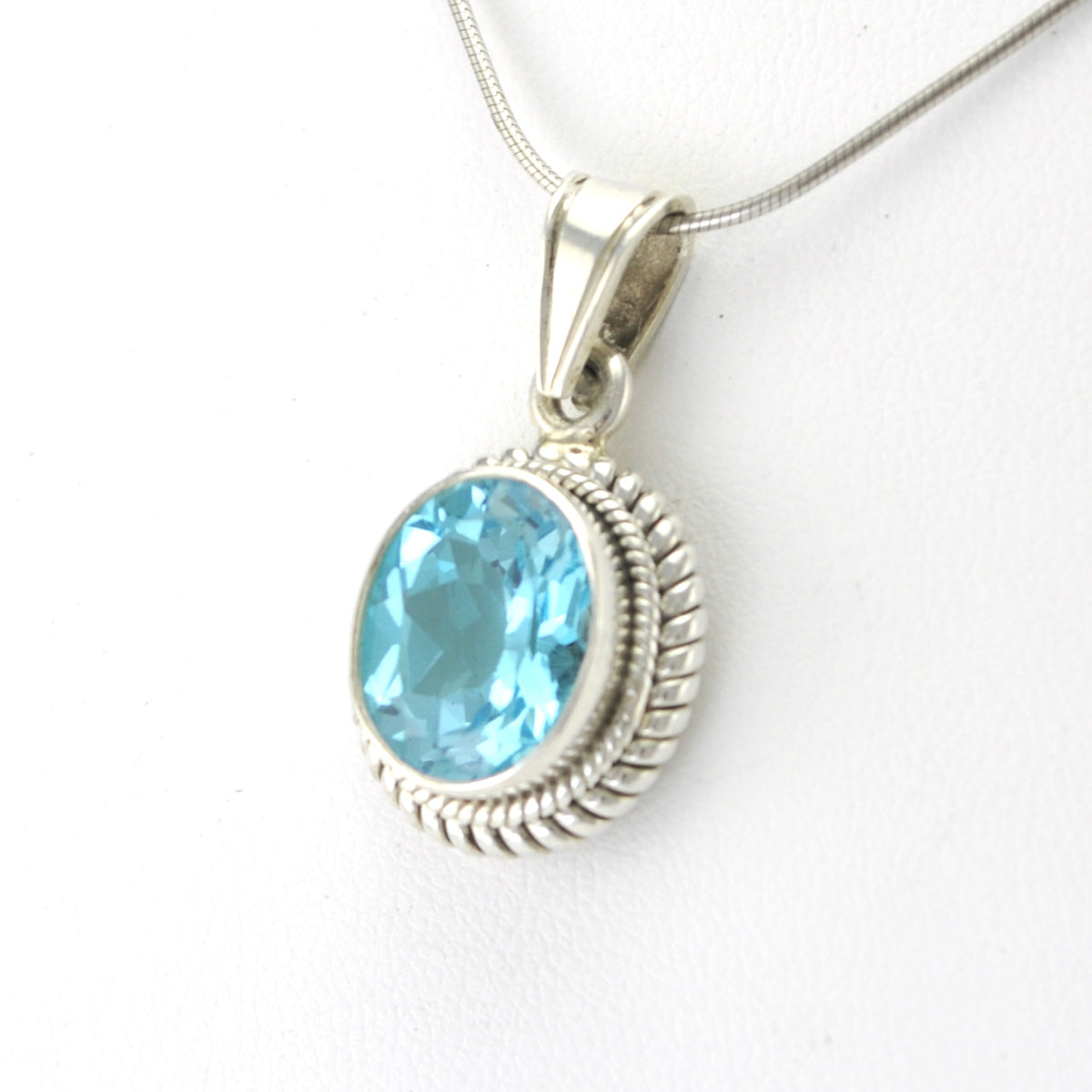 Alt View Sterling Silver Blue Topaz 10x12mm Oval Pendant