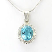 Sterling Silver Blue Topaz 10x12mm Oval Pendant