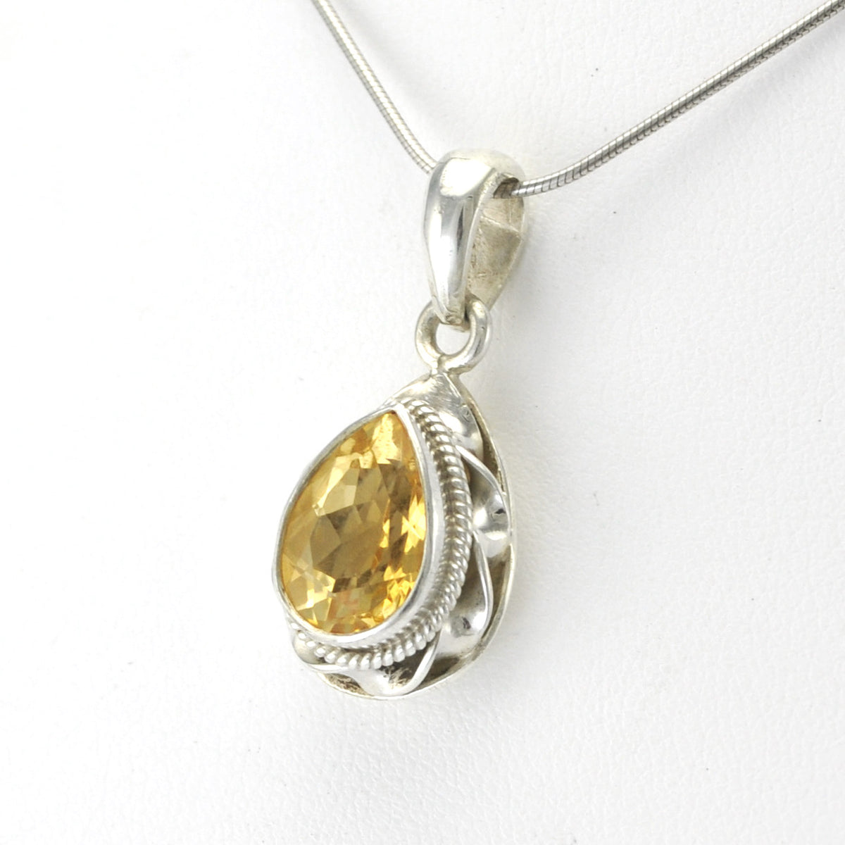 Silver Citrine 8x12mm Tear Pendant