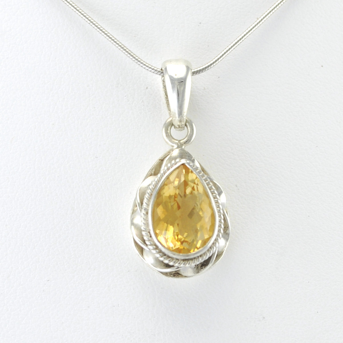 Alt View Silver Citrine 8x12mm Tear Pendant