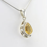 Side View Silver Citrine 8x12mm Tear Pendant