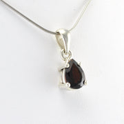 Side View Sterling Silver Garnet 7x9mm Tear Prong Set Pendant