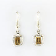 Alt View Silver Citrine 5x7mm Rectangle Dangle Earrings