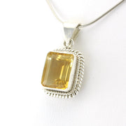 Silver Citrine 10x12mm Rectangle Pendant