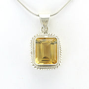 Alt View Silver Citrine 10x12mm Rectangle Pendant