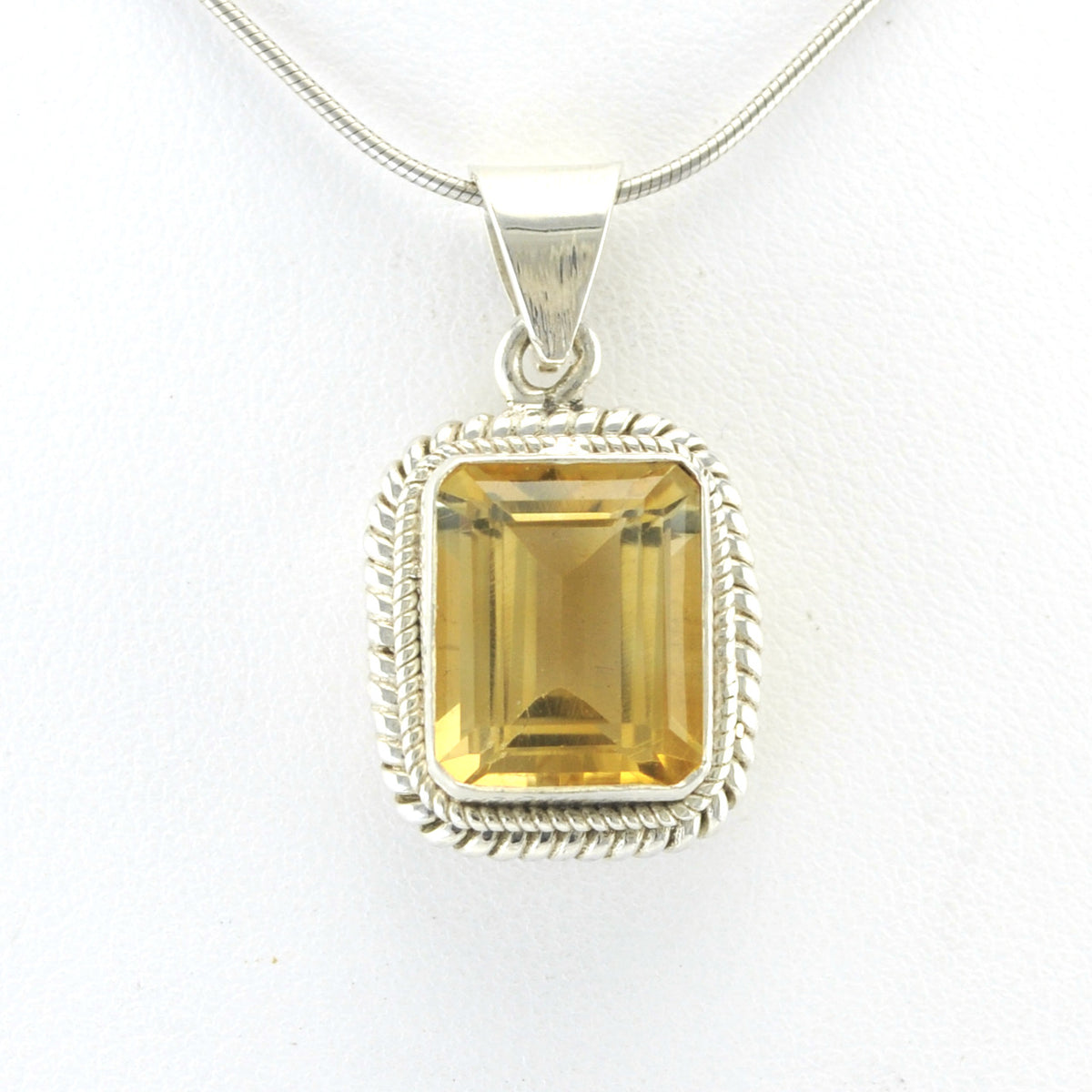 Alt View Silver Citrine 10x12mm Rectangle Pendant