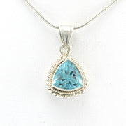 Silver Blue Topaz 9mm Trillion Pendant
