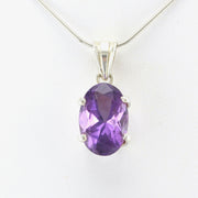 Silver Amethyst 12x16mm Oval Prong Set Pendant