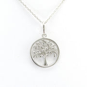 Alt View Silver Round Tree of Life Necklace
