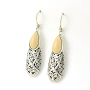Side View Silver Fossilized Mammoth Ivory Spiral Earrings