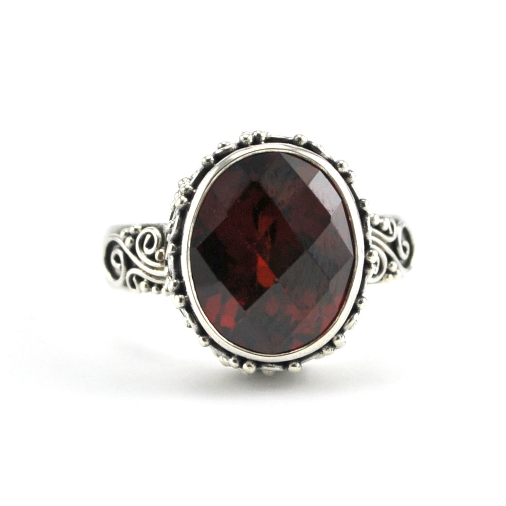 Alt View Sterling Silver Garnet Oval Ring