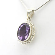 Sterling Silver Amethyst 10x14mm Oval Pendant