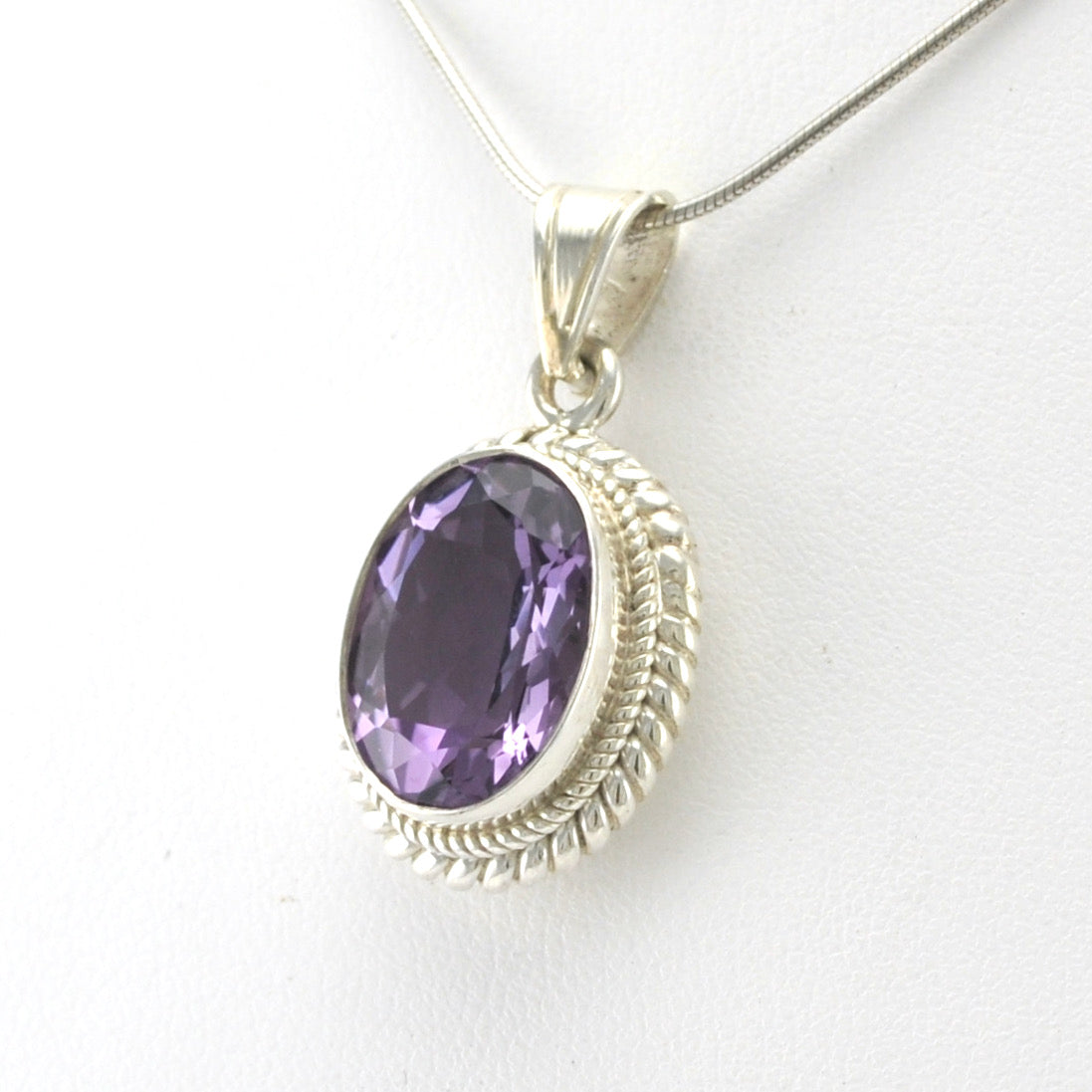 Sterling Silver Amethyst 10x14mm Oval Pendant