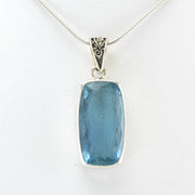 Alt View Silver Aquamarine 11x20mm Rectangle Pendant
