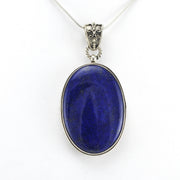 Alt View Silver Lapis 23x33mm Oval Bali Pendant