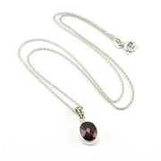 Silver Garnet 8x10mm Oval Necklace