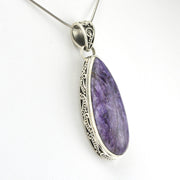 Side View Silver Chariote 13x35mm Tear Pendant