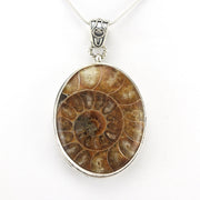 Alt View Silver Ammonite Oval Bali Pendant