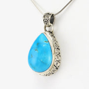 Silver Arizona Turquoise 16x22mm Tear Bali Pendant
