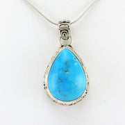 Alt View Silver Arizona Turquoise 16x22mm Tear Bali Pendant