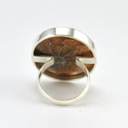 Side View Sterling Silver Ammonite Oval Ring