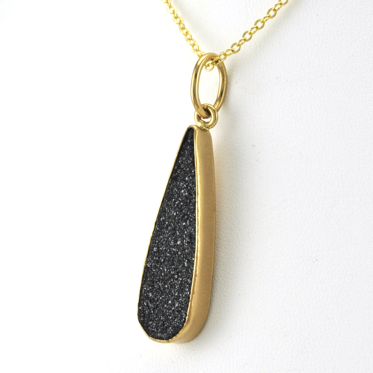 Alchemía Black Druzy Agate Tear Pendant