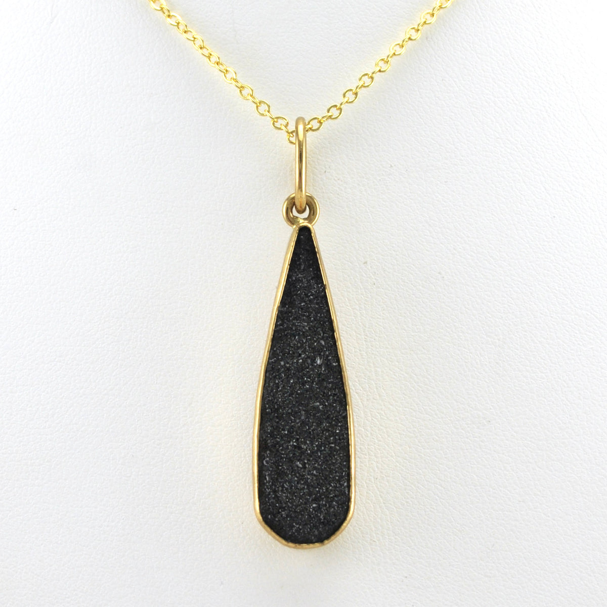 Alt View Alchemía Black Druzy Agate Tear Pendant