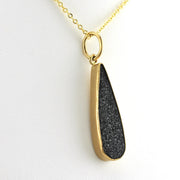 Side View Alchemía Black Druzy Agate Tear Pendant