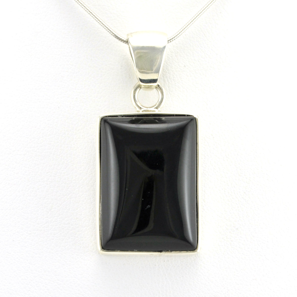 Alt View Sterling Silver Black Onyx Rectangle Pendant