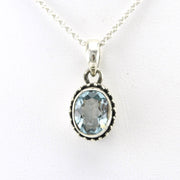 Alt View Sterling Silver Blue Topaz Oval Bali Necklace