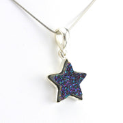 Side View Sterling Silver Titanium Druzy Agate Star Pendant